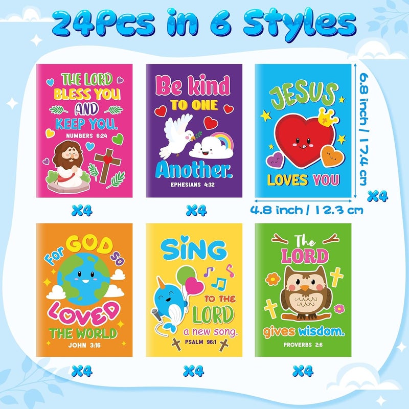 Dvbonike 24Pcs Bible Verses Coloring Books - Religious Theme DIY Color-in Pages with Inspirational Words Drawing Holiday Christian Activity Supplies for Sunday School Classroom Rewards Gift for Kids - Image 2